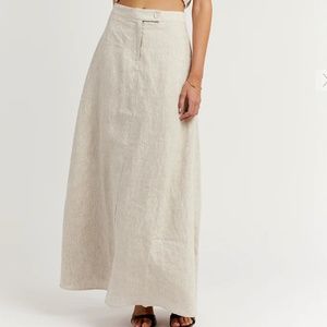DISSH WILEY NATURAL LINEN MIDI SKIRT - US 2/ UK 6 - NEW WITH TAGS